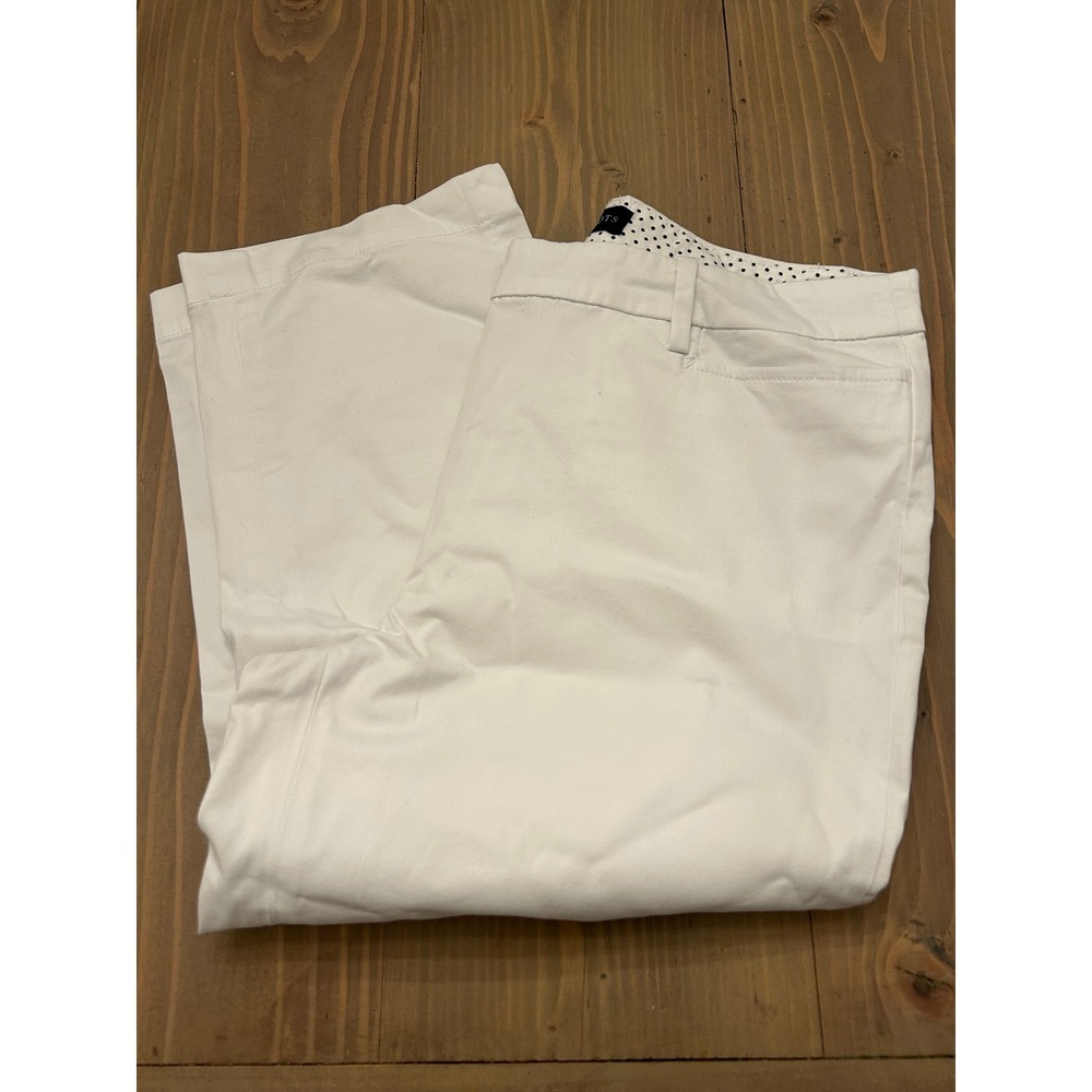 B3 Talbots Perfect Skimmer White Cropped Pants Petite 4P Stretch Cotton Trousers
